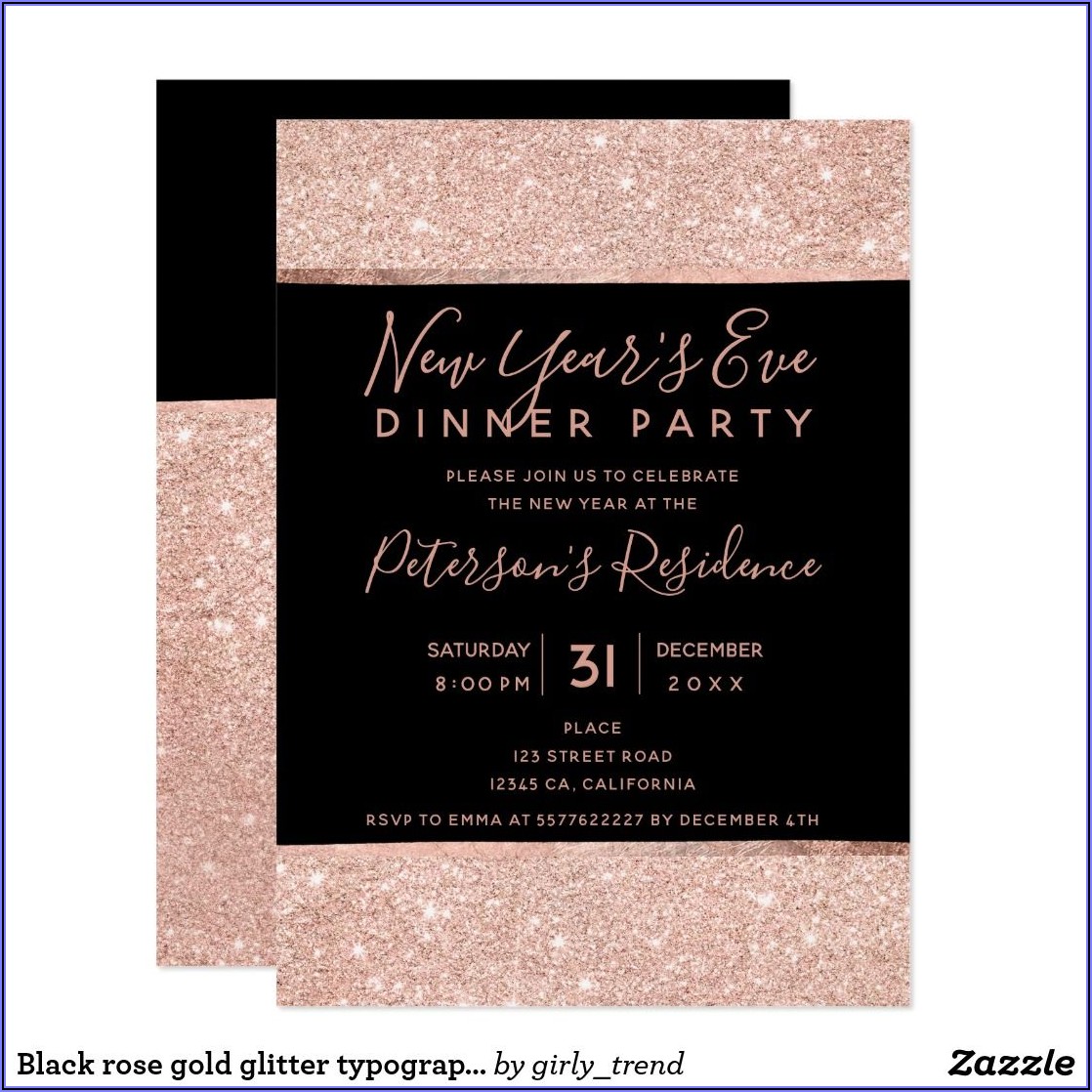 Black And Rose Gold Engagement Invitations