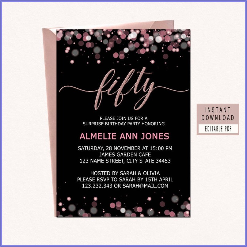 Black And Rose Gold Party Invitations