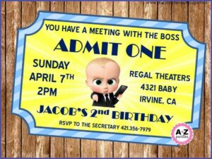 Boss Baby Girl 1st Birthday Invitations