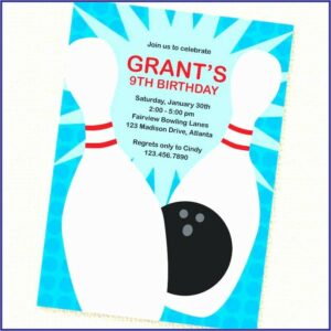 Bowling Birthday Party Invitation Template
