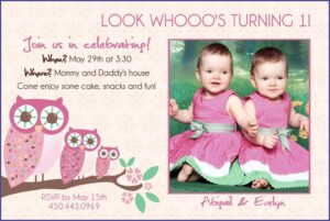Boy Girl Twin 1st Birthday Invitation