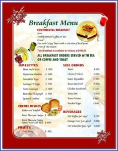 Breakfast Menu Template Word Free