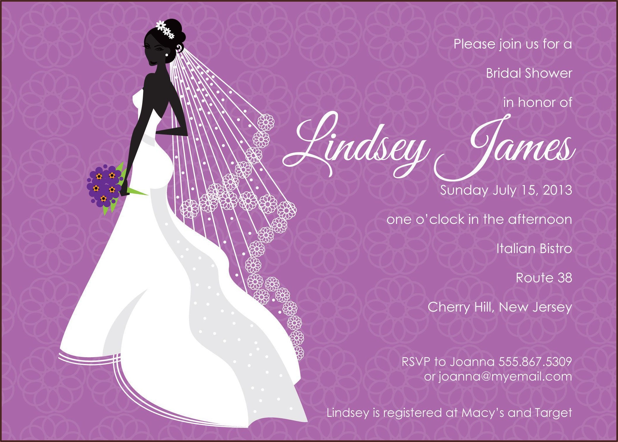 Bridal Luncheon Invitations Sample