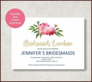 Bridesmaid Luncheon Invitations Template