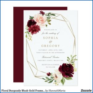 Burgundy Blush And Gold Wedding Invitations