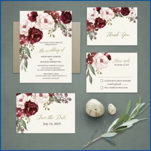 Burgundy Floral Wedding Invitations