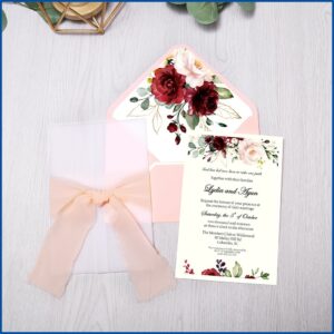 Burgundy Flower Wedding Invitations