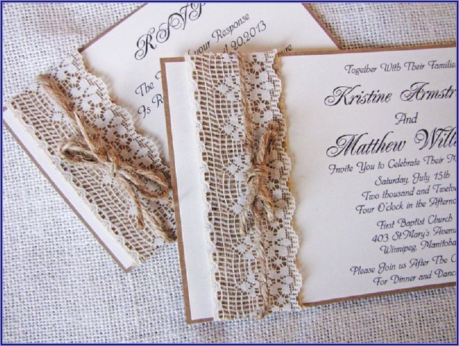Burlap And Lace Wedding Invitations With Photo