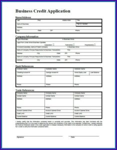 Business Credit Application Form Template