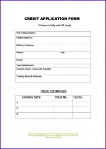 Business Credit Application Form Template Australia