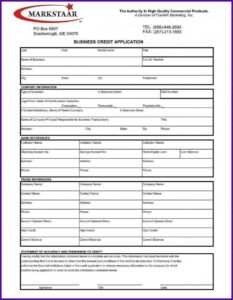 Business Credit Application Form Template Excel