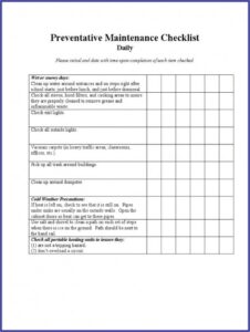 Cctv Preventative Maintenance Checklist Template