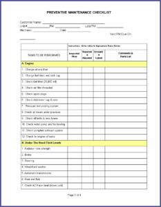 Cctv Preventive Maintenance Checklist Template