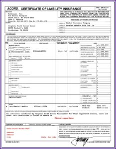Certificate Of Liability Insurance Form Florida