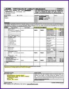 Certificate Of Liability Insurance Template Blank