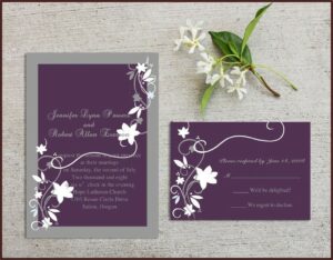 Cheap Rustic Floral Plum Wedding Invitations