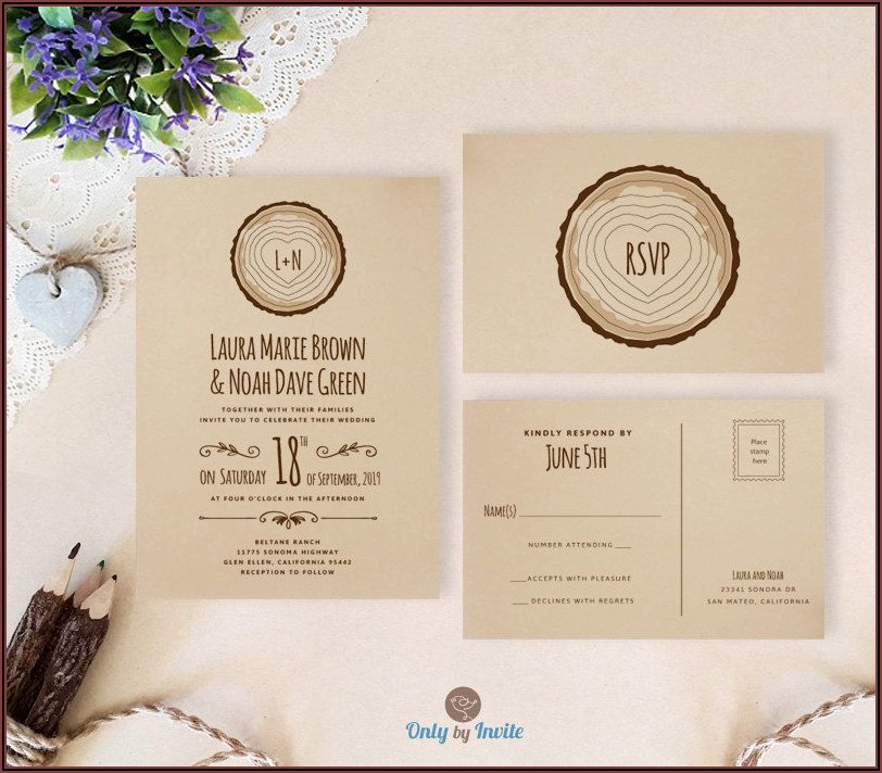 Cheap Rustic Wedding Invitations With Rsvp
