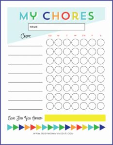 Children's Chore Chart Template