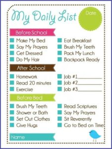 Children's Daily Chore Chart Template