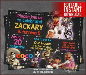 Coco Birthday Invitations Template