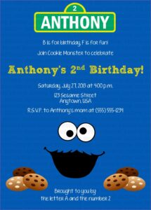 Cookie Monster 2nd Birthday Invitations