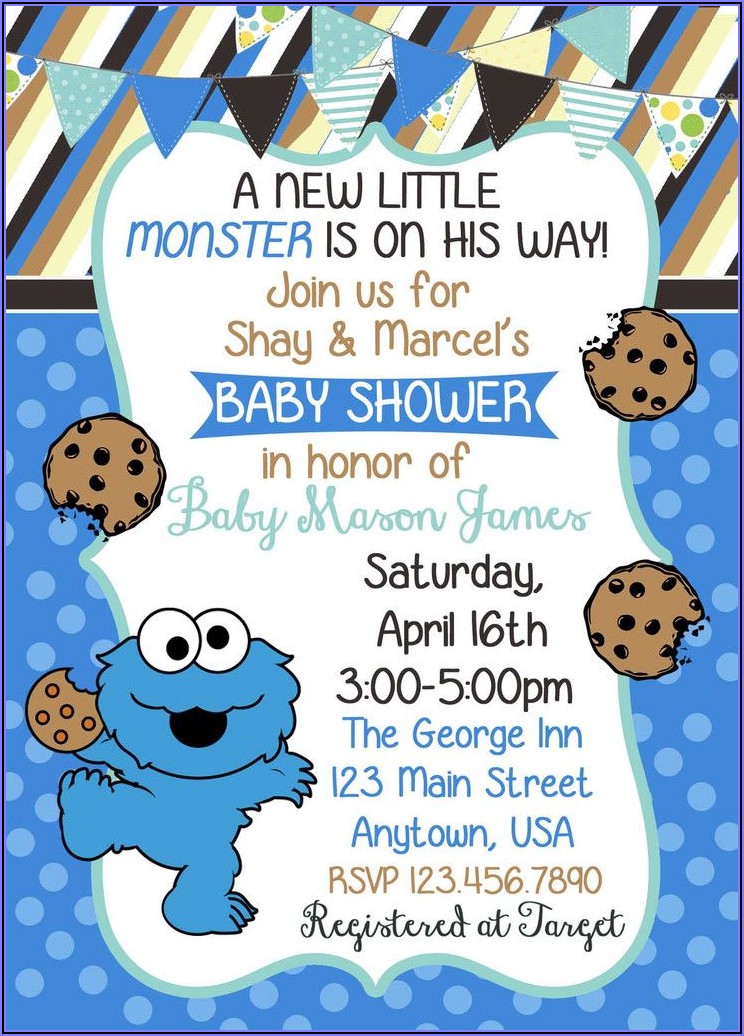 Cookie Monster Baby Shower Invitation Template