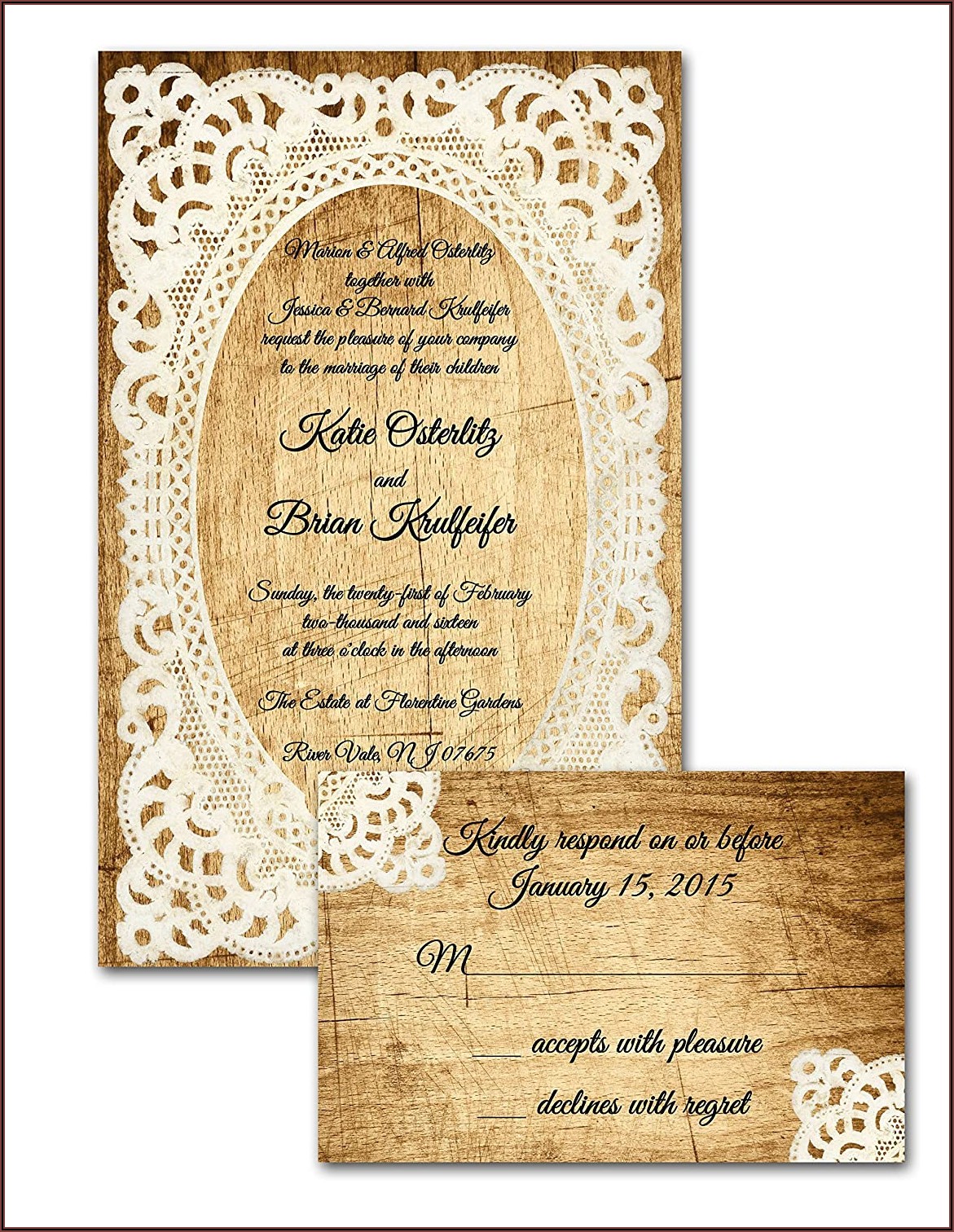 Country Wedding Invitations With Rsvp