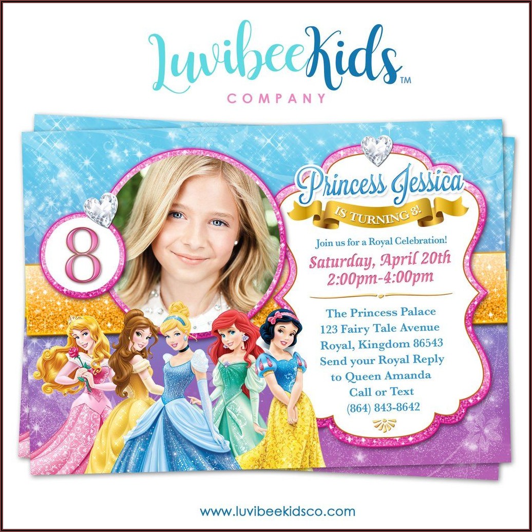 Disney Princess Birthday Invitations With Photo