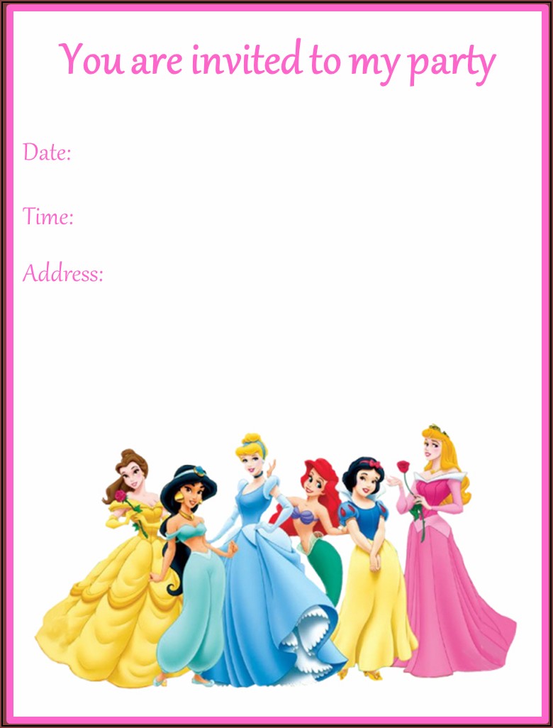 Disney Princess Birthday Party Invitations