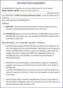 Distribution Agreement Template Free