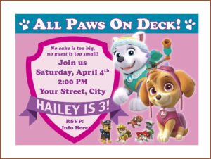 Downloadable Editable Paw Patrol Birthday Invitation Template Free