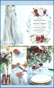 Dusty Blue And Burgundy Wedding Invitations