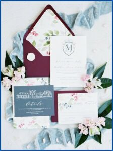 Dusty Blue And Maroon Wedding Invitations
