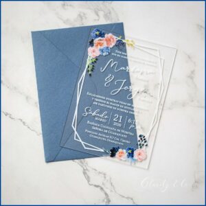 Dusty Blue Floral Wedding Invitations