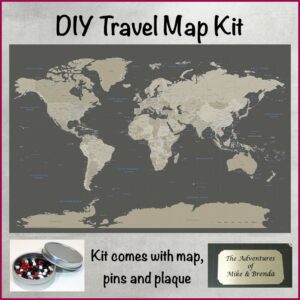 Earth Toned World Push Pin Travel Map