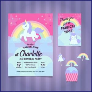 Editable Birthday Invitations Templates Free Unicorn