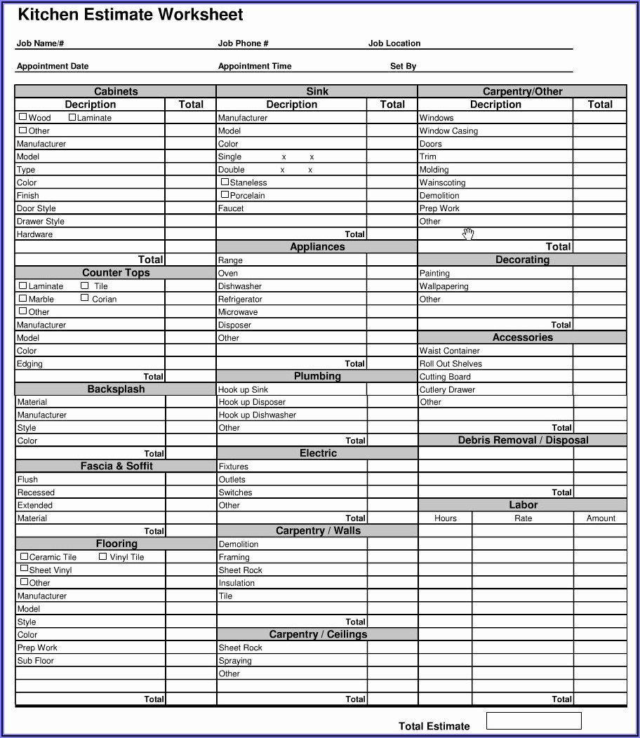 Electrical Estimating Spreadsheet Template