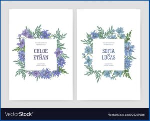 Elegant Floral Wedding Invitations Vector