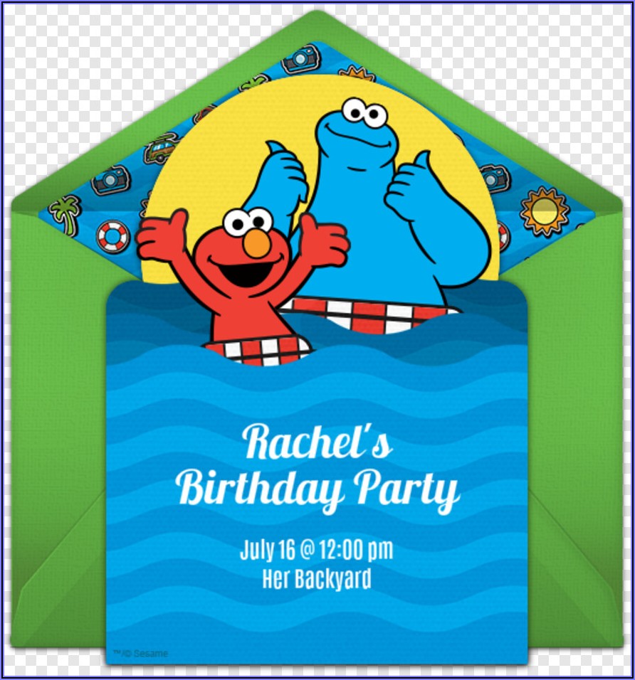 Elmo And Cookie Monster Birthday Invitations