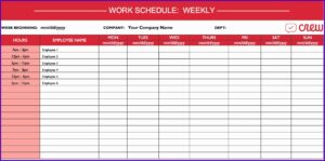 Employee Daily Work Schedule Template Excel