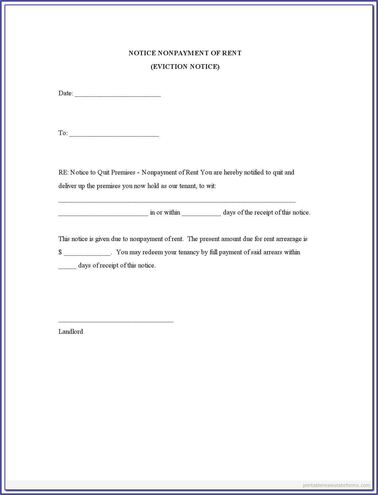 Eviction Notice Template Free Uk
