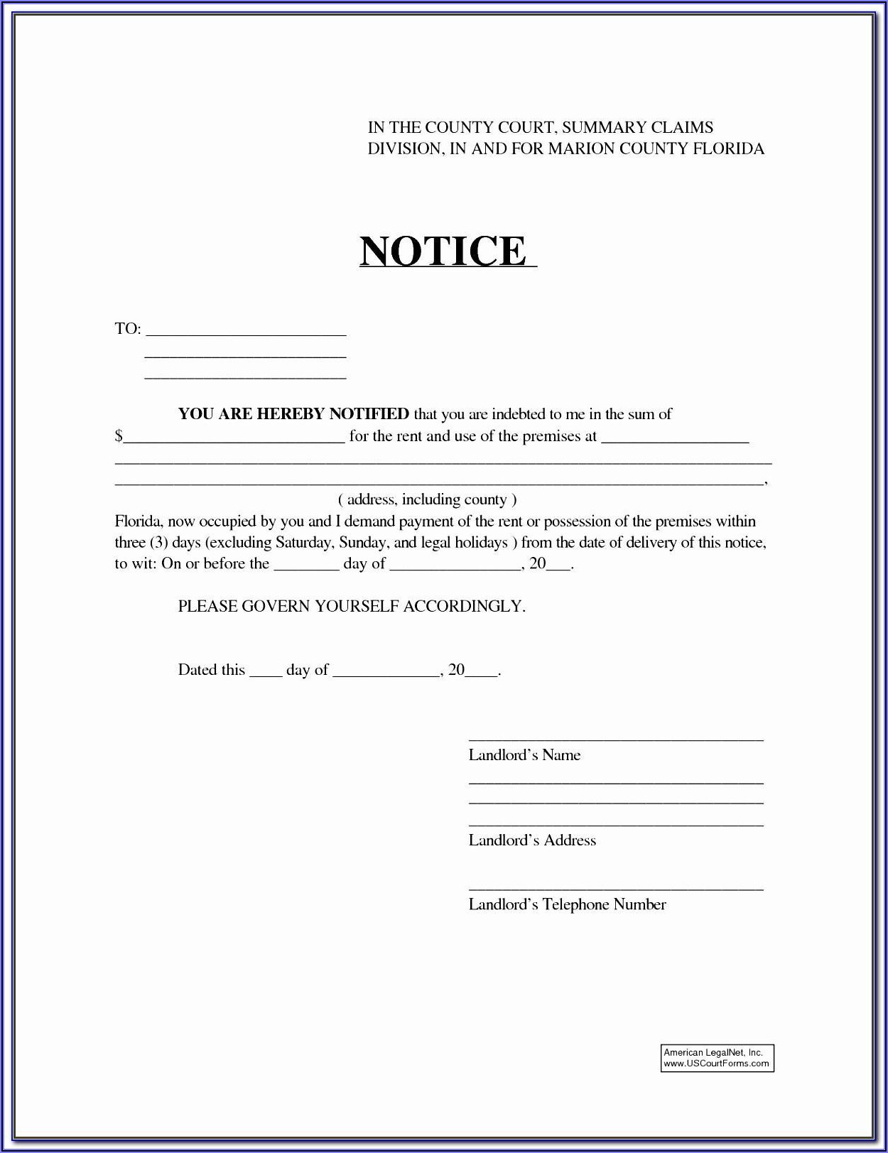 Eviction Notice Template Ontario Free