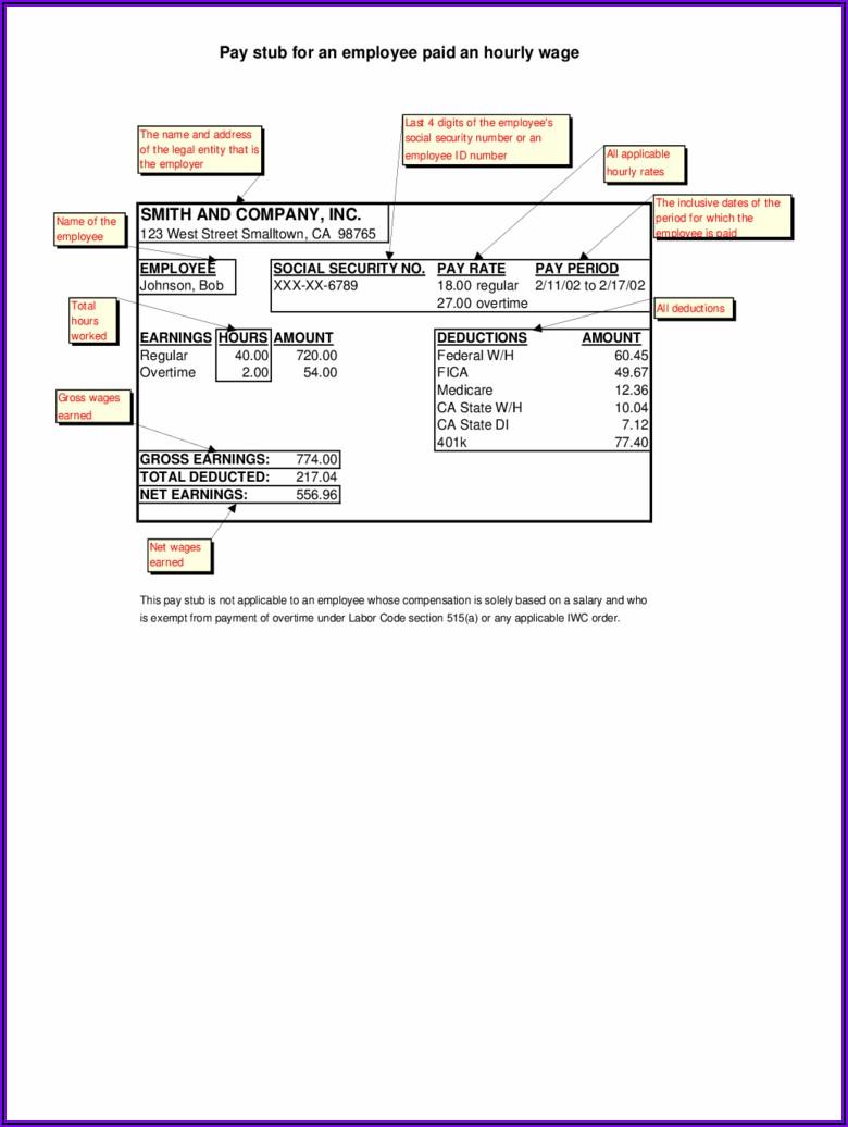Excel Pay Stub Template Download