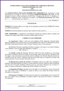 Exclusive Distribution Agreement Template Free