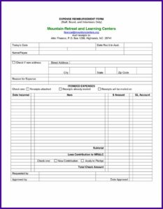 Expense Reimbursement Form Templates