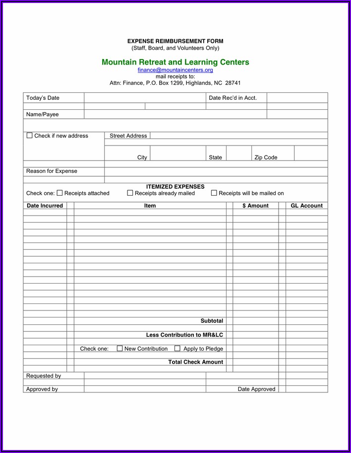 Expense Reimbursement Form Templates