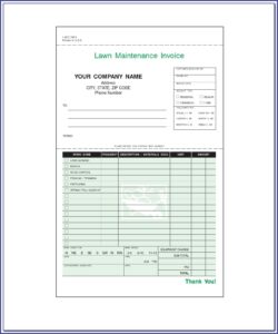 Fillable Lawn Care Invoice Template