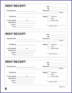 Fillable Rent Receipt Template