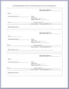 Fillable Rent Receipt Template Ontario
