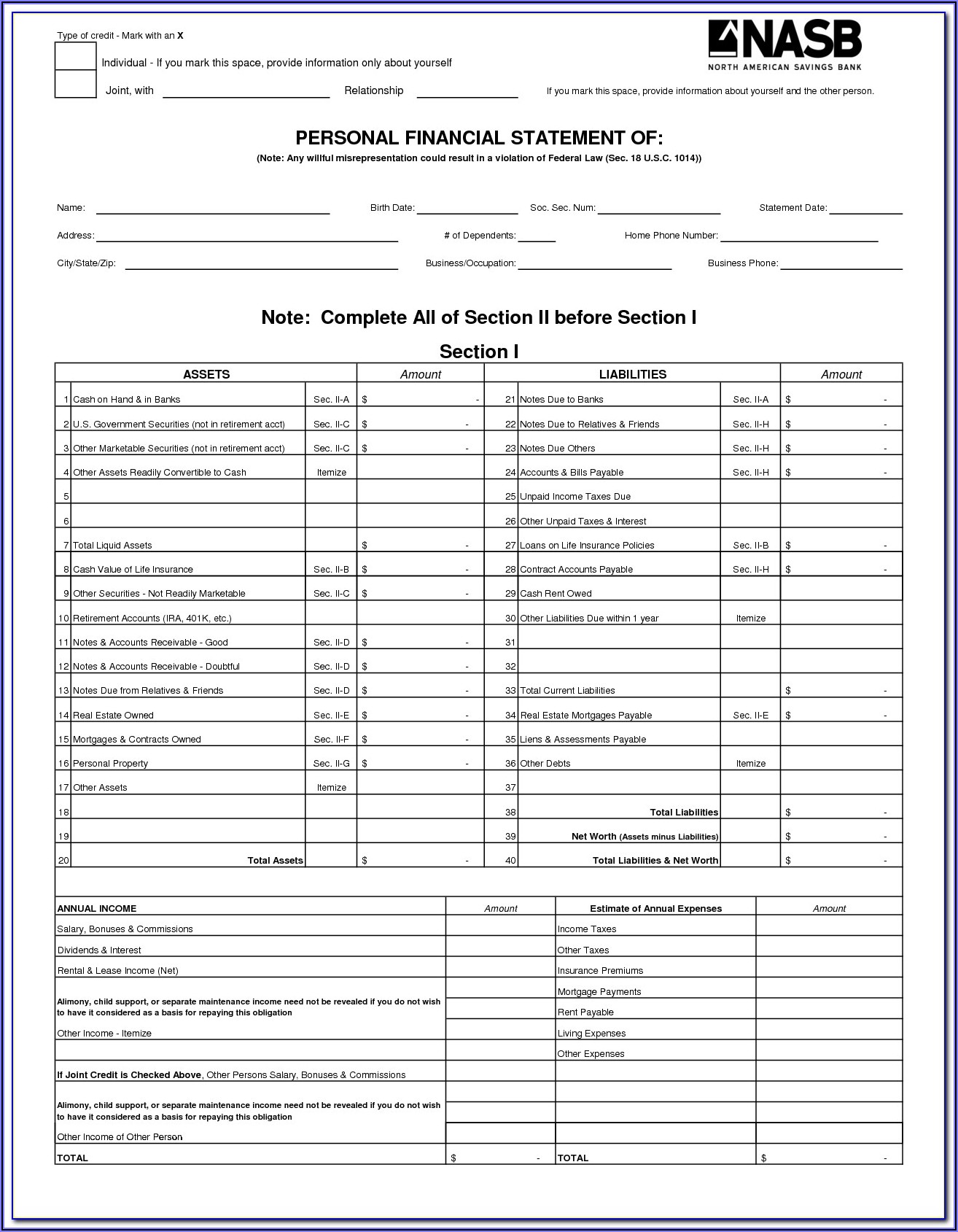 Financial Worksheet For Loan Modification Template